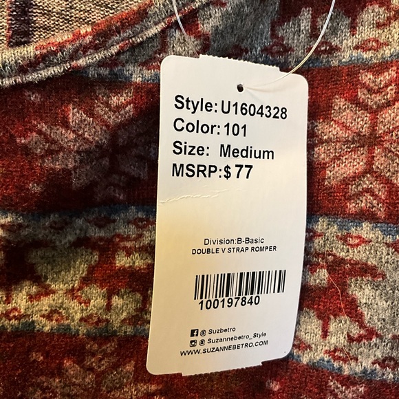 💛 Simple by Suzanne Betro | Maroon B-Basic V-Neck Romper Size M - Picture 3 of 6